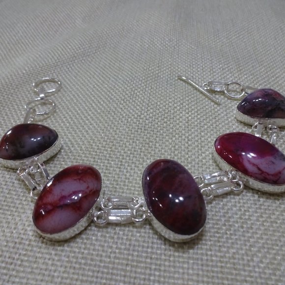 Gorgeous "DENDRITE OPAL" Handmade Sterling Bracelet Size 8" #871A - Picture 2 of 3